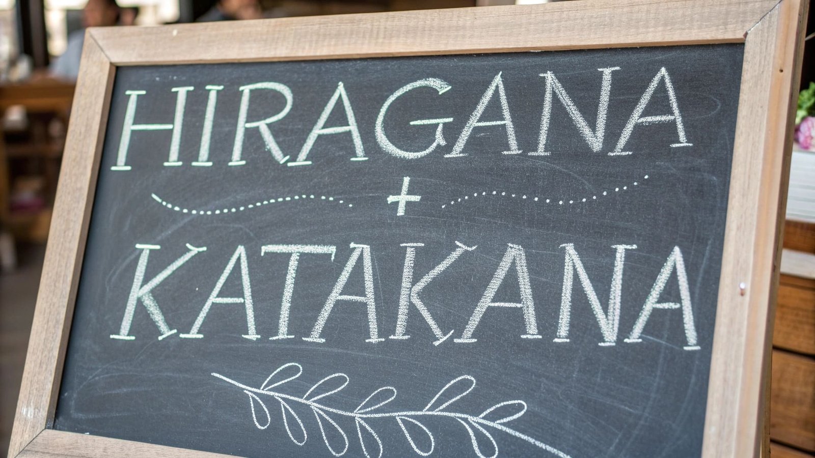 Hiragana + Katakana written on a chalk board. Find out why you should learn both at the same time to save time and frustration.